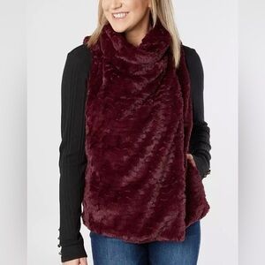 JOLT wine colored faux fur vest